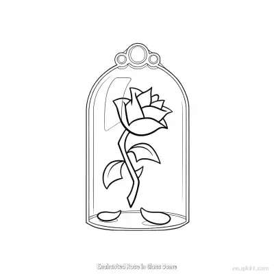 Free printable Enchanted Rose in Glass Dome  Coloring Page - Free PDF Printable Rose Coloring Sheets coloring page