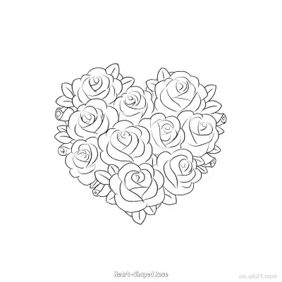 Free printable Heart-Shaped Rose  Coloring Page - Free PDF Printable Rose Coloring Sheets coloring page