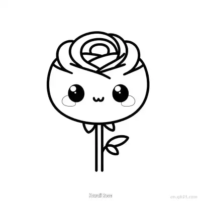 Free printable Kawaii Rose  Coloring Page - Free PDF Printable Rose Coloring Sheets coloring page