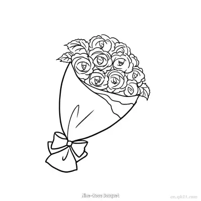 Free printable Nine-Rose Bouquet  Coloring Page - Free PDF Printable Rose Coloring Sheets coloring page