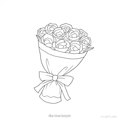 Free printable Nine-Rose Bouquet 2 Coloring Page - Free PDF Printable Rose Coloring Sheets coloring page