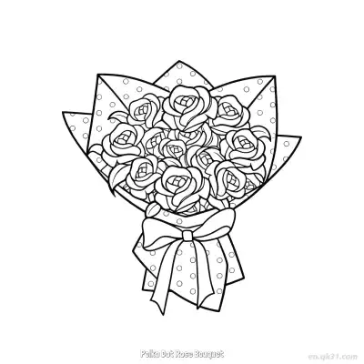Free printable Polka Dot Rose Bouquet  Coloring Page - Free PDF Printable Rose Coloring Sheets coloring page