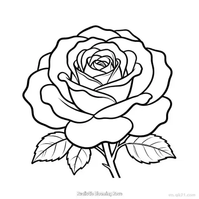 Free printable Realistic Blooming Rose  Coloring Page - Free PDF Printable Rose Coloring Sheets coloring page