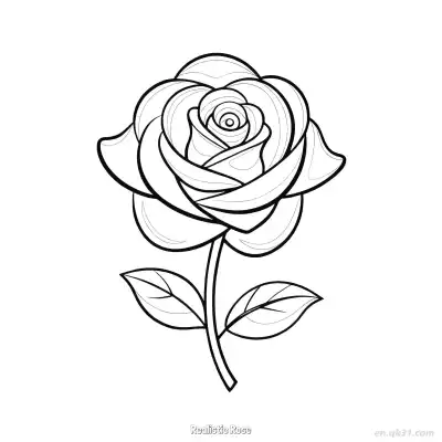 Free printable Realistic Rose 3 Coloring Page - Free PDF Printable Rose Coloring Sheets coloring page