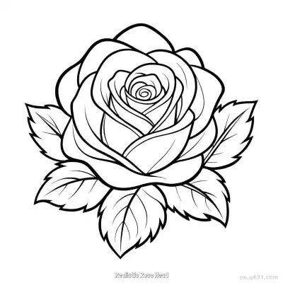 Free printable Realistic Rose Head  Coloring Page - Free PDF Printable Rose Coloring Sheets coloring page