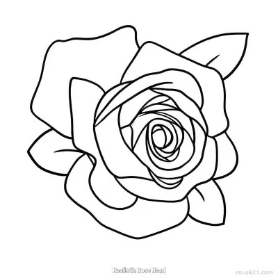 Free printable Realistic Rose Head 2 Coloring Page - Free PDF Printable Rose Coloring Sheets coloring page