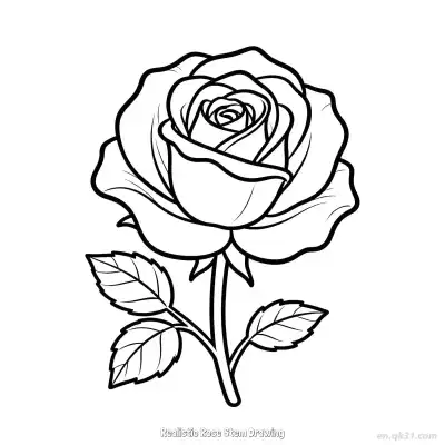Free printable Realistic Rose Stem Drawing  Coloring Page - Free PDF Printable Rose Coloring Sheets coloring page