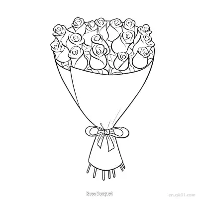 Free printable Rose Bouquet  Coloring Page - Free PDF Printable Rose Coloring Sheets coloring page