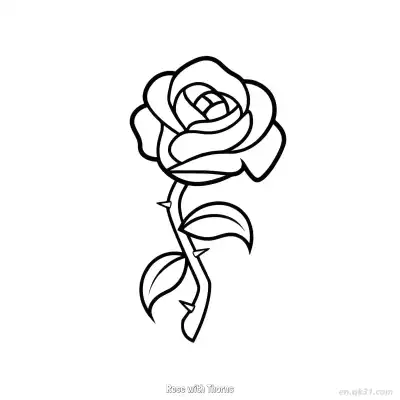 Free printable Rose with Thorns  Coloring Page - Free PDF Printable Rose Coloring Sheets coloring page