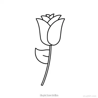 Free printable Simple Rose Outline  Coloring Page - Free PDF Printable Rose Coloring Sheets coloring page