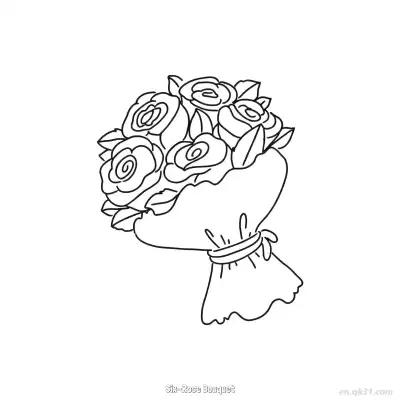 Free printable Six-Rose Bouquet 2 Coloring Page - Free PDF Printable Rose Coloring Sheets coloring page