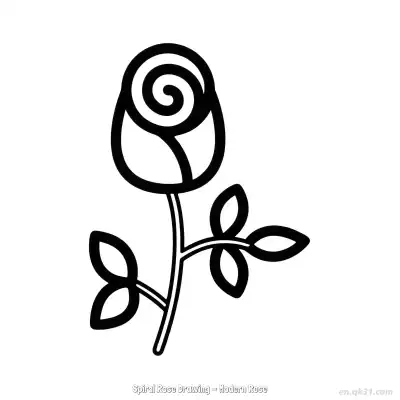 Free printable Spiral Rose Drawing - Modern Rose  Coloring Page - Free PDF Printable Rose Coloring Sheets coloring page