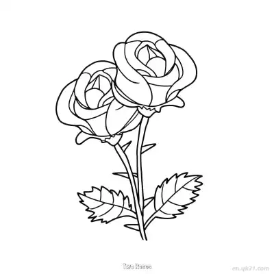 Free printable Two Roses  Coloring Page - Free PDF Printable Rose Coloring Sheets coloring page