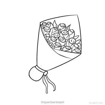 Free printable Wrapped Rose Bouquet 2 Coloring Page - Free PDF Printable Rose Coloring Sheets coloring page