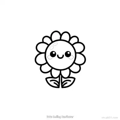 Free printable Cute Smiling Sunflower  Coloring Page - Free PDF Printable Sunflower Coloring Sheets coloring page