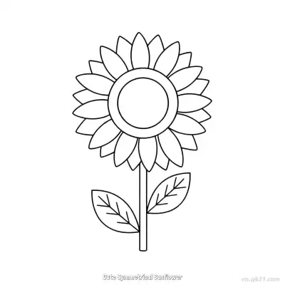 Free printable Cute Symmetrical Sunflower  Coloring Page - Free PDF Printable Sunflower Coloring Sheets coloring page