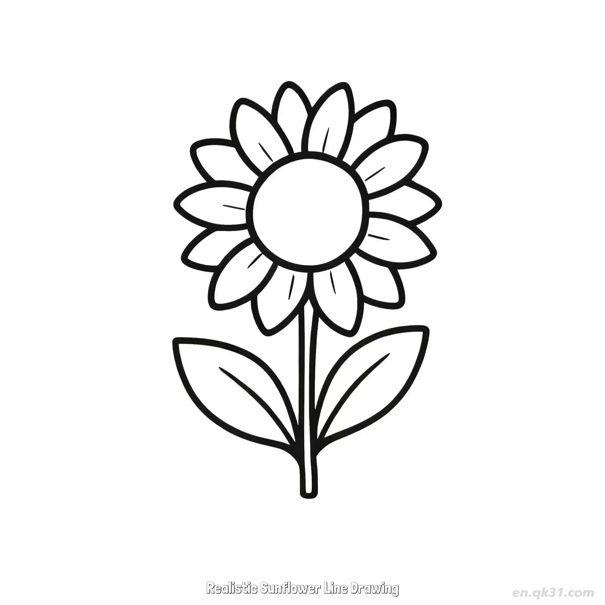 Realistic Sunflower Line Drawing  Coloring Page - Free Printable Sunflower PDF Coloring Sheets – Free Printable Coloring Page for Kids and Adults