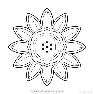 Free printable Stylized Sunflower with Wavy Center  Coloring Page - Free PDF Printable Sunflower Coloring Sheets coloring page