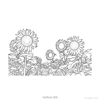 Free printable Sunflower Field  Coloring Page - Free PDF Printable Sunflower Coloring Sheets coloring page
