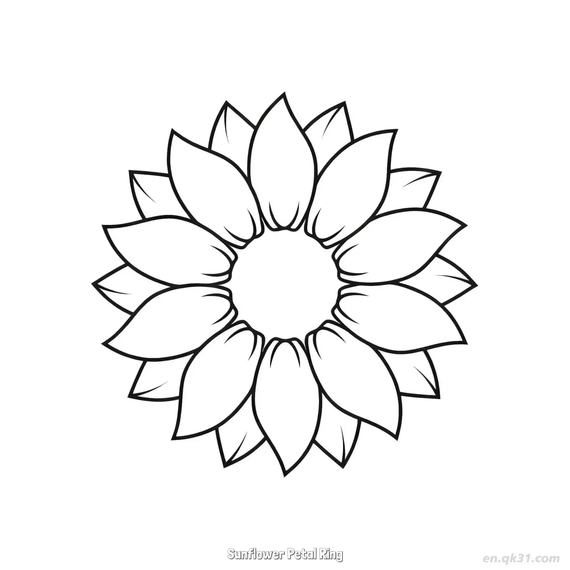 Sunflower Petal Ring  Coloring Page - Free Printable Sunflower PDF Coloring Sheets – Free Printable Coloring Page for Kids and Adults