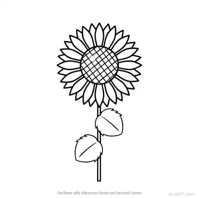 Free printable Sunflower with Crisscross Center and Serrated Leaves  Coloring Page - Free PDF Printable Sunflower Coloring Sheets coloring page