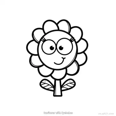 Free printable Sunflower with Eyelashes  Coloring Page - Free PDF Printable Sunflower Coloring Sheets coloring page