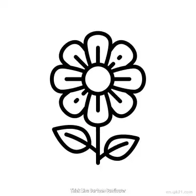 Free printable Thick Line Cartoon Sunflower  Coloring Page - Free PDF Printable Sunflower Coloring Sheets coloring page