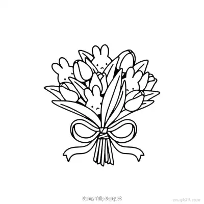 Free printable Bunny Tulip Bouquet  Coloring Page - Free PDF Printable Tulips Coloring Sheets coloring page
