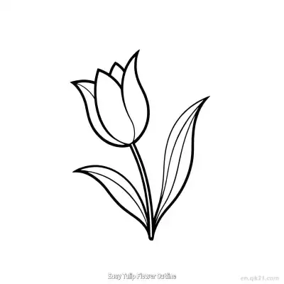 Free printable Easy Tulip Flower Outline  Coloring Page - Free PDF Printable Tulips Coloring Sheets coloring page