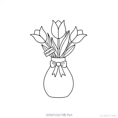 Free printable Mother's Day Tulip Vase  Coloring Page - Free PDF Printable Tulips Coloring Sheets coloring page