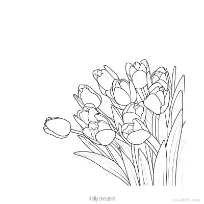 Free printable Tulip Bouquet  Coloring Page - Free PDF Printable Tulips Coloring Sheets coloring page