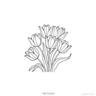 Free printable Tulip Bouquet 2 Coloring Page - Free PDF Printable Tulips Coloring Sheets coloring page
