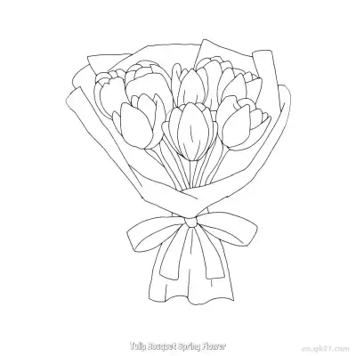 Free printable Tulip Bouquet Spring Flower  Coloring Page - Free PDF Printable Tulips Coloring Sheets coloring page