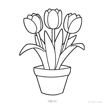 Free printable Tulip Pot  Coloring Page - Free PDF Printable Tulips Coloring Sheets coloring page