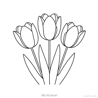 Free printable Tulip Trio Line Art  Coloring Page - Free PDF Printable Tulips Coloring Sheets coloring page