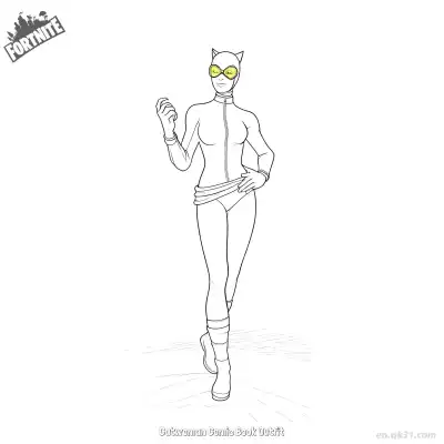 Free printable Catwoman Comic Book Outfit  Coloring Page - Free Printable Fortnite PDFS Coloring Sheets coloring page