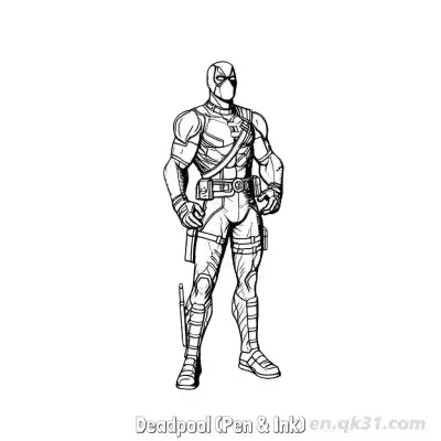 Free printable Deadpool (Pen & Ink)  Coloring Page - Free Printable Fortnite MARVEL SERIES PDFS Coloring Sheets coloring page