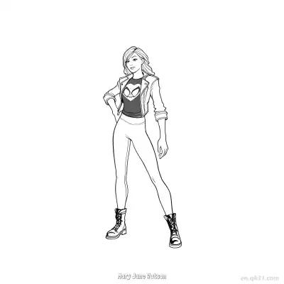 Free printable Mary Jane Watson  Coloring Page - Free Printable Fortnite MARVEL SERIES PDFS Coloring Sheets coloring page