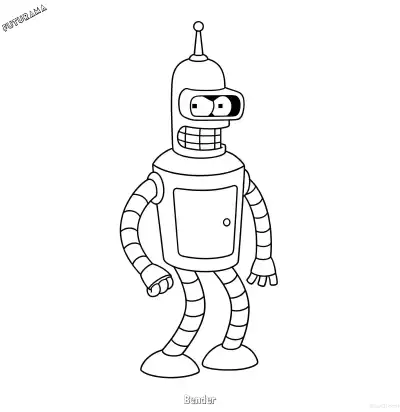 Free printable Bender  Coloring Page - Free Printable Futurama PDFS Coloring Sheets coloring page