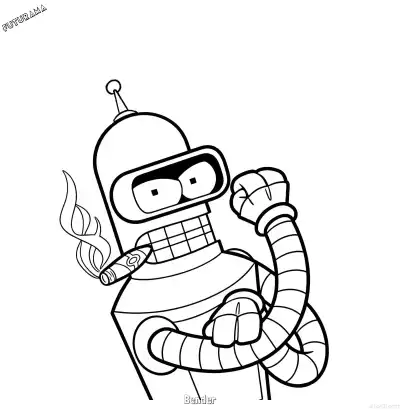 Free printable Bender 3 Coloring Page - Free Printable Futurama PDFS Coloring Sheets coloring page