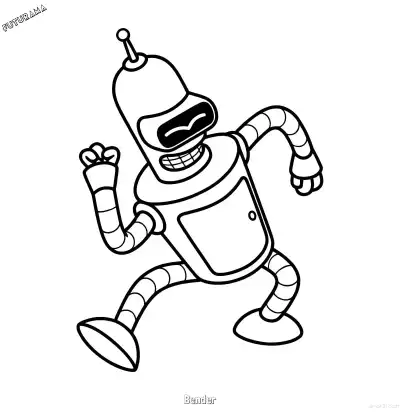 Free printable Bender 4 Coloring Page - Free Printable Futurama PDFS Coloring Sheets coloring page