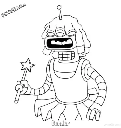Free printable Bender 6 Coloring Page - Free Printable Futurama PDFS Coloring Sheets coloring page