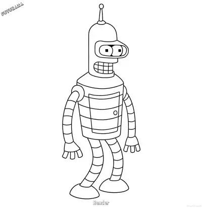Free printable Bender 7 Coloring Page - Free Printable Futurama PDFS Coloring Sheets coloring page