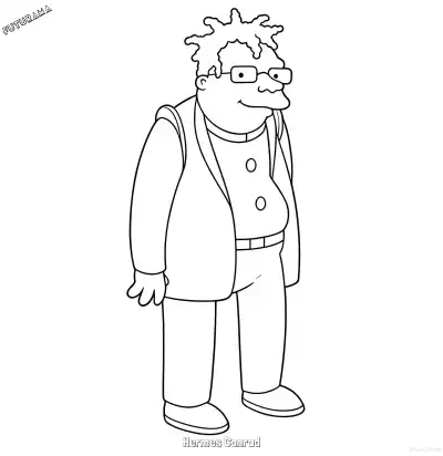 Free printable Hermes Conrad  Coloring Page - Free Printable Futurama PDFS Coloring Sheets coloring page