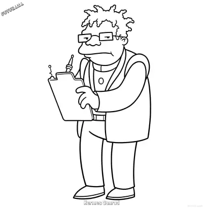 Free printable Hermes Conrad 2 Coloring Page - Free Printable Futurama PDFS Coloring Sheets coloring page