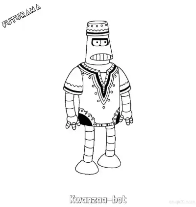 Free printable Kwanzaa-bot  Coloring Page - Free Printable Futurama PDFS Coloring Sheets coloring page