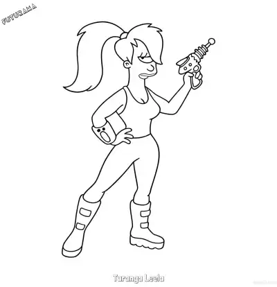 Free printable Turanga Leela  Coloring Page - Free Printable Futurama PDFS Coloring Sheets coloring page