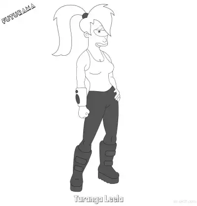 Free printable Turanga Leela 1 Coloring Page - Free Printable Futurama PDFS Coloring Sheets coloring page