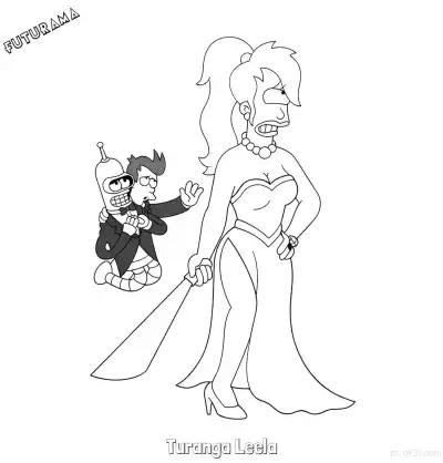Free printable Turanga Leela  Coloring Page - Free Printable Futurama PDFS Coloring Sheets coloring page