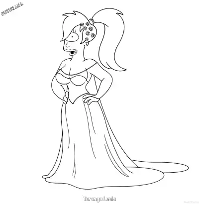 Free printable Turanga Leela 2 Coloring Page - Free Printable Futurama PDFS Coloring Sheets coloring page